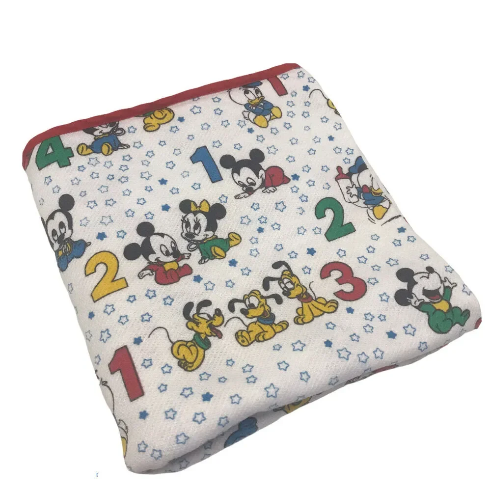 Vintage Disney Mickey Mouse baby blanket numbers 123 Red Trim Minnie Pluto
